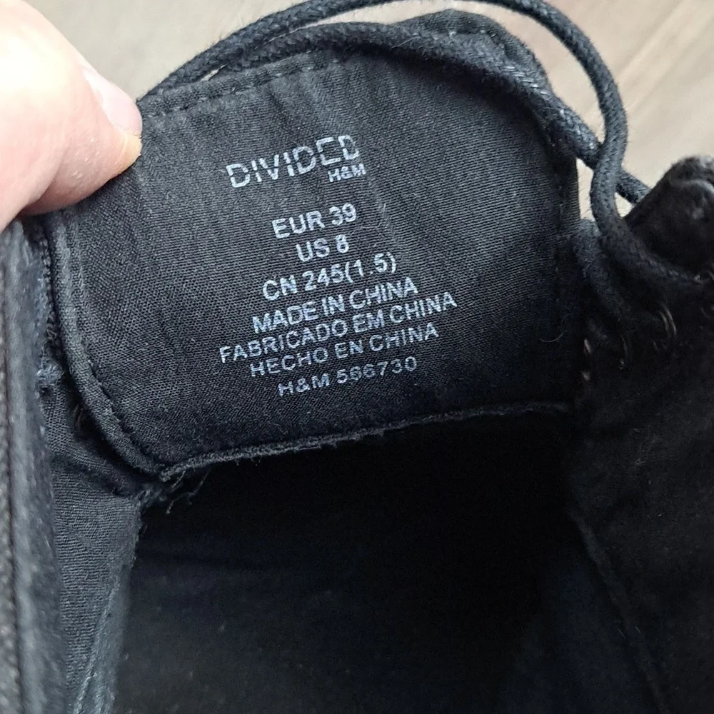 DIVIDED H&M Black Chunky Y2K Platform Lace-Up Edgy Trendy Bold Heel Shoes - Picture 9 of 13